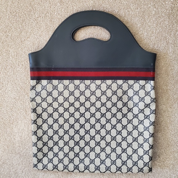 Blue Vintage Gucci Shopper Tote Handbag Authentic - Picture 2 of 8